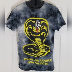 Cobra Kai T Shirt Tie Dye Black Grey White 34/36 Men Size Small